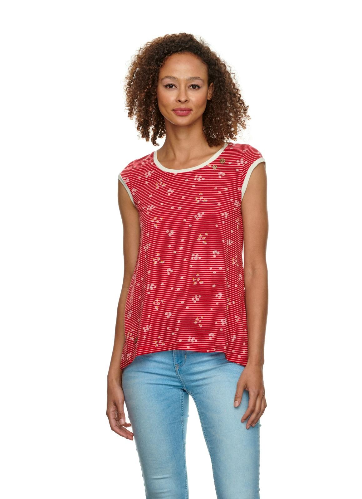 Artikel klicken und genauer betrachten! - Ragwear Shirt DominicaDieses sportliche Damen Shirt beeindruckt durch seine rot weiße Farbe, das Kamillenblütenmuster und der stylischen Knopfleiste auf dem Rücken. Es ist ärmellos und mit Rundhalsausschnitt und begeistert so auf ganzer Linie. Kombinierbar ist das Shirt für Damen mit einer sportlichen Jeans, mit einer weißen Shorts, Flip Flops oder Turnschuhen. | im Online Shop kaufen