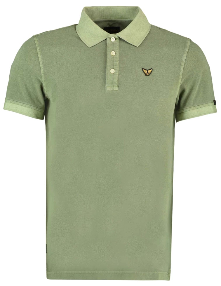 PME Legend Poloshirt short sleeve garment dyed pique oil green