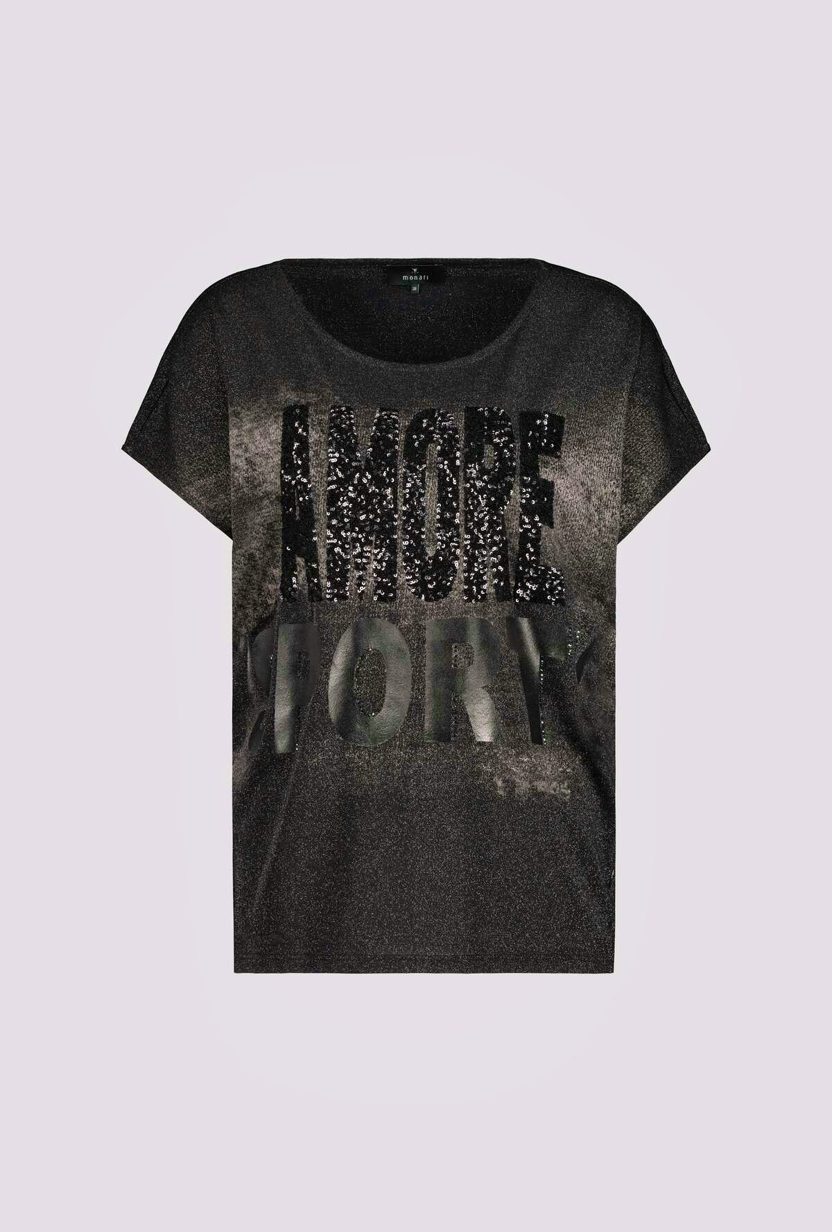 Monari Shirt Amore mit Pailletten schwarz