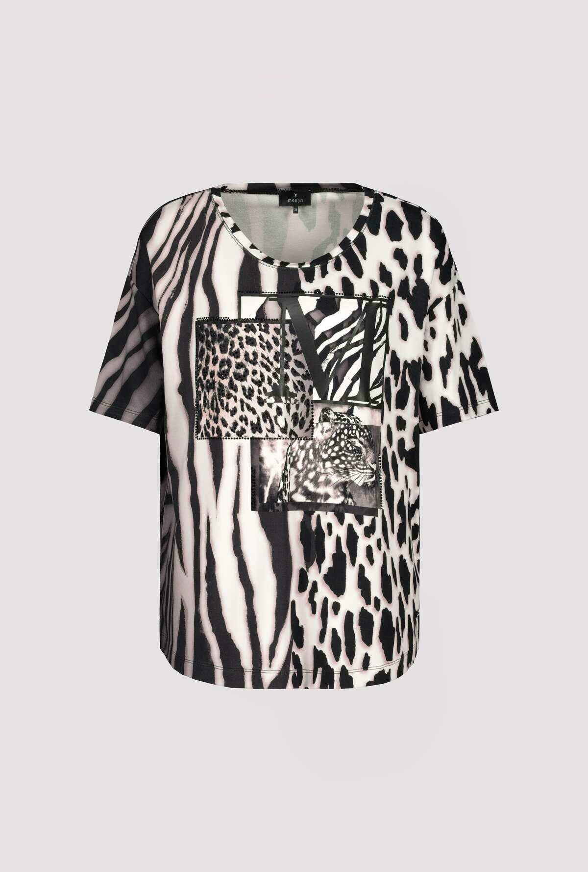 Monari Shirt Animal Print schwarz weiß
